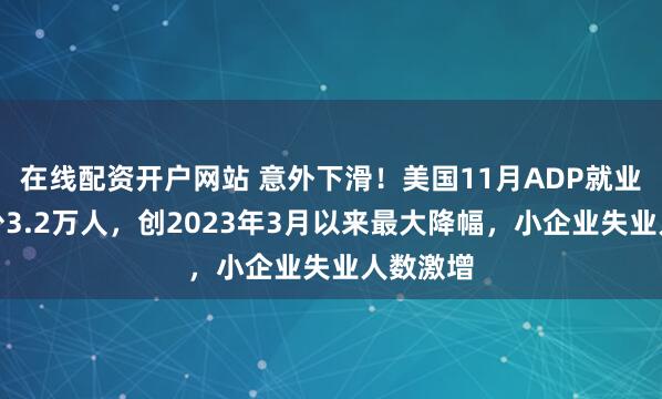 在线配资开户网站 意外下滑！美国11月ADP就业人数减少3.2万人，创2023年3月以来最大降幅，小企业失业人数激增